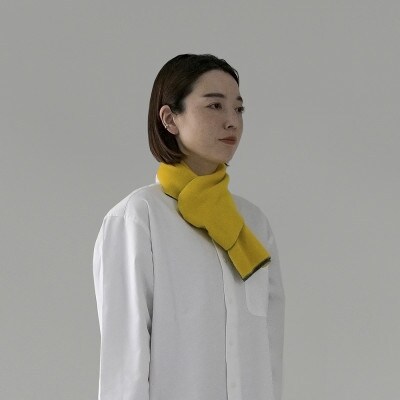 【 OTA KNIT 】ちくちくしないマフラー 無地(イエロー × グレー)