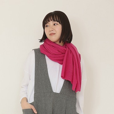 【 OTA KNIT 】ふわふわガーゼ  ファーカシミヤ  ショール(ローズ)