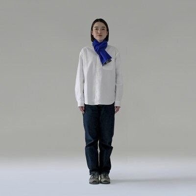 【 OTA KNIT 】TRAVEL SCARF トラベルマフラー(無地 ブルー × グレー)