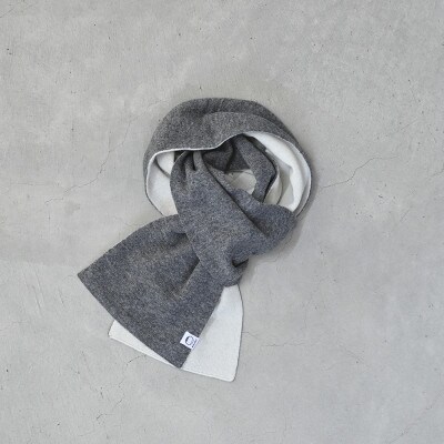 【 OTA KNIT 】TRAVEL SCARF トラベルマフラー(無地 グレー × オートミール)