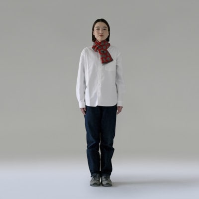 【 OTA KNIT 】TRAVEL SCARF トラベルマフラー(dot レッド × グレー)