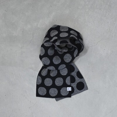 【 OTA KNIT 】TRAVEL SCARF トラベルマフラー(dot ネイビー × グレー)
