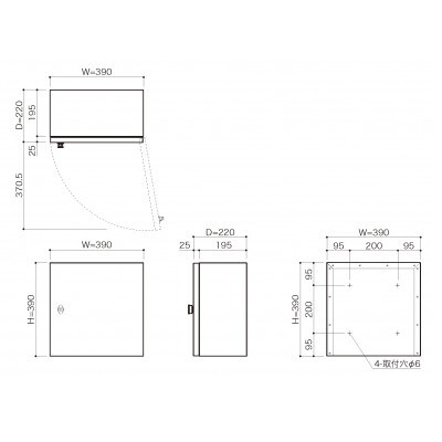 宅配ボックス　3333V2R(右開き)　壁付け　ステングレー　宅配シリンダー錠仕様　1台