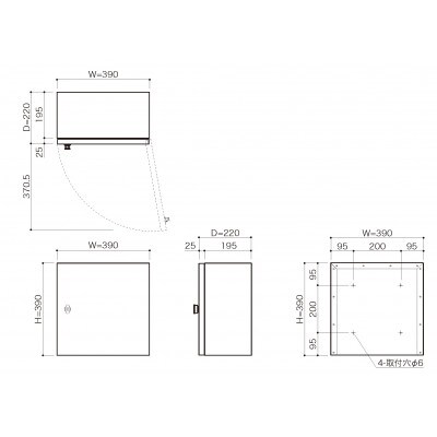 宅配ボックス　3333V2R(右開き)　壁付け　ステングレー　可変式ダイヤル錠仕様　1台
