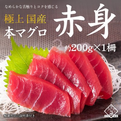 国産 本マグロ 赤身 (柵・冷凍)約200g × 1柵