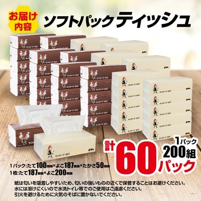 群馬クレインサンダーズ応援ソフトパックティッシュ 400枚(200組)×60パック　9/30受付終了