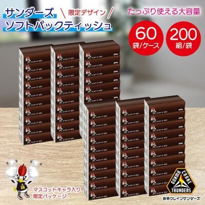 【令和6年7月発送】群馬クレインサンダーズ応援ソフトパックティッシュ400枚(200組)×60パック