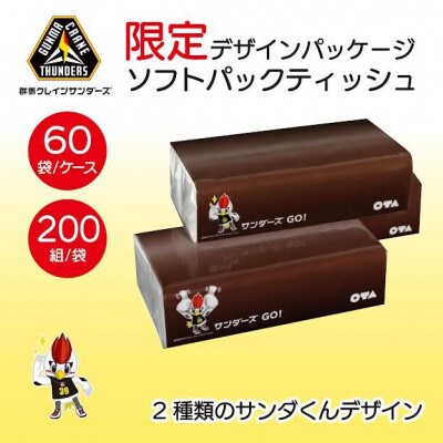 【令和6年7月発送】群馬クレインサンダーズ応援ソフトパックティッシュ400枚(200組)×60パック