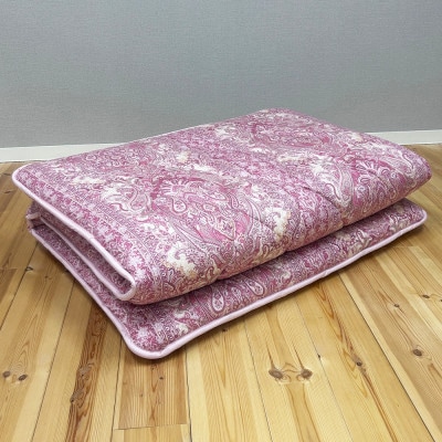 日本製固綿入りボリューム敷布団(シングル/ペイズリーピンク)