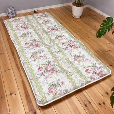 日本製固綿入りボリューム敷布団(シングル/花柄アイボリー)