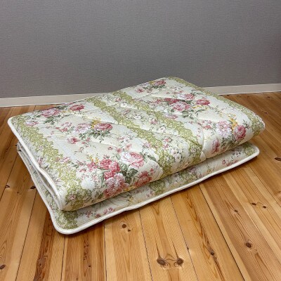 日本製固綿入りボリューム敷布団(シングル/花柄アイボリー)