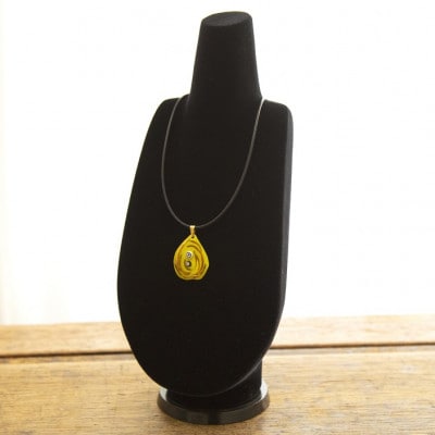 【七宝工芸家　中島たか子】七宝焼　オーナメント入りイエローペンダント