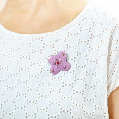 【七宝工芸家　中島たか子】七宝焼　さくら色ブローチ