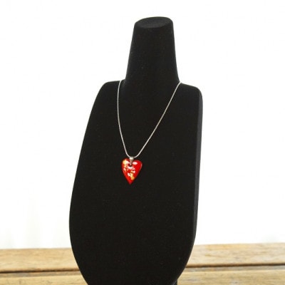 【七宝工芸家　中島たか子】七宝焼　赤いハートペンダント
