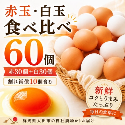 むかしの美味しい卵・心美卵 紅白食べ比べセット 60個(各30個)