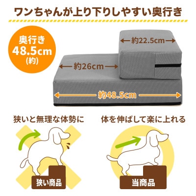 PetStyle ドッグステップ 幅広 55cm メッシュ生地 硬めタイプ (グレー)