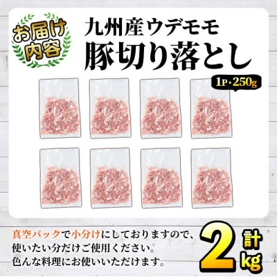 豚肉 ウデモモ 切り落とし 計2kg(1パック250g) 【三九】akn006-01