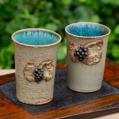 山ぶどうのモチーフフリーカップ　2個セット akune-4-10