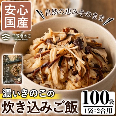 濃いきのこの炊き込みご飯の素(2合用×100袋)【三笠えのき茸生産組合】a-167-1