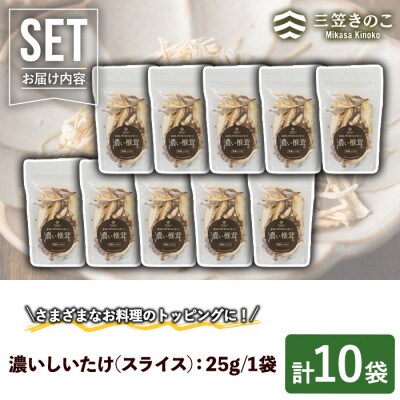 濃い椎茸(10袋・計250g)【三笠えのき茸生産組合】a-12-218
