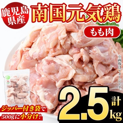 鹿児島県産!南国元気鶏 もも肉 計2.5kg(500g×5P)【さるがく水産】akn028-09