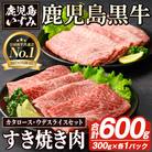 肉質最高ランク5等級 鹿児島黒牛すき焼き用 計約600g akn018-25 D-101(阿久根市)