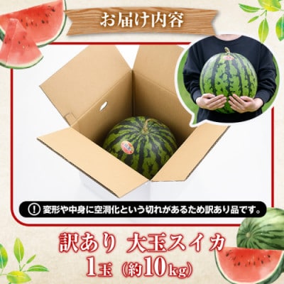 訳あり 大玉すいか 1玉(約10kg)【先行予約2026年6月下旬～】【松永青果】akn053-21