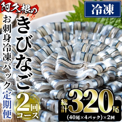 【毎月定期便】鹿児島県産!阿久根のきびなごお刺身セット 計320尾(40尾×4P×2回)全2回