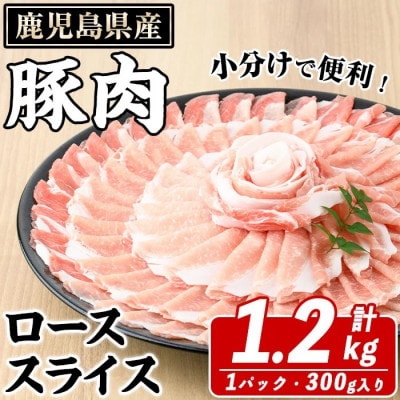 鹿児島県産 豚 ローススライス 計1.2kg(300g×4パック)(阿久根市) akn042-01