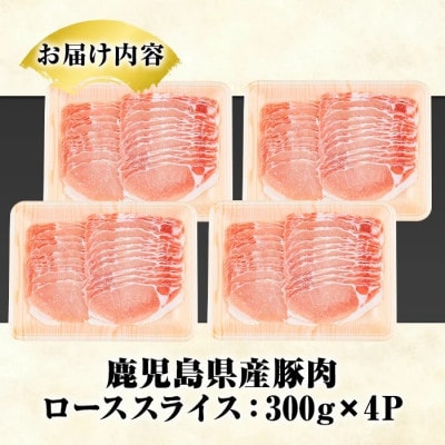 鹿児島県産 豚 ローススライス 計1.2kg(300g×4パック)(阿久根市) akn042-01