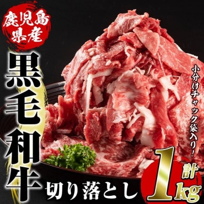 鹿児島県産 黒毛和牛 切り落とし 計1kg(500g×2パック)(阿久根市) akn042-13