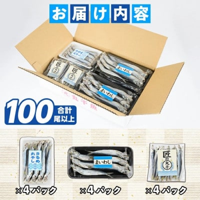 数量限定! 阿久根市産 イワシ丸干し 3点セット(合計約100尾) 【鈴木海産】akn091-01