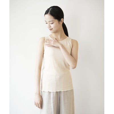 【洗える/柔らかマシュマロ素材/草木染め】カシミヤシルクリブ　インナータンクトップ　アカネ