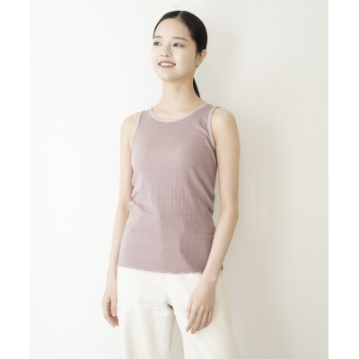 【洗える/柔らかマシュマロ素材/草木染め】カシミヤシルクリブ　インナータンクトップ　ラックダイ