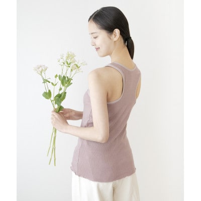 【洗える/柔らかマシュマロ素材/草木染め】カシミヤシルクリブ　バックデザインキャミソール　ラックダイ