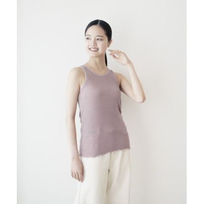 【洗える/柔らかマシュマロ素材/草木染め】カシミヤシルクリブ　バックデザインキャミソール　ラックダイ