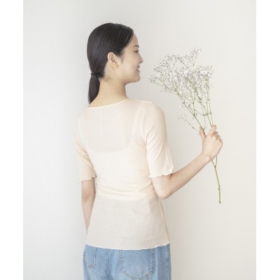 【洗える/柔らかマシュマロ素材/草木染め】カシミヤシルクリブ　半袖インナートップス　アカネ