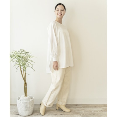 【洗える/快適素材/草木染め】コットン　レイヤーTシャツ　オフシロ