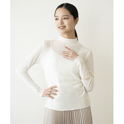 【洗える/透け感/サラッと肌触り】テンセルコットン　シアータートルネック　キナリ