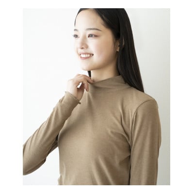 【洗える/透け感/サラッと肌触り】テンセルコットン　シアータートルネック　ログウッド