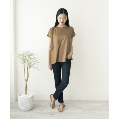 【洗える/しなやか光沢感/草木染】肌触りの良いテンセルコットン　スクエアTシャツ　ログウッド