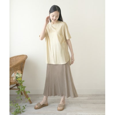 【洗える/しなやか光沢感/草木染め】肌触りの良いテンセルコットン　ラウンドTシャツ　玉ねぎ