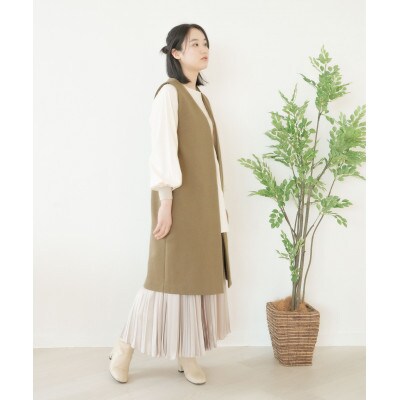 ふるさと納税 笠松町 【洗える/もっちり素材/草木染め】コットンダンボールニット　羽織ベストログウッドブラック 洗える/もっちり素材/草木染め】コットンダンボールニット 羽織