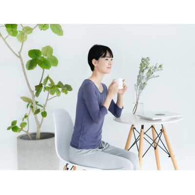 【洗える/柔らかマシュマロ素材/草木染め】七分袖Uネックインナー　コチニールパープル