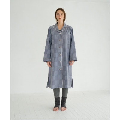 【洗える/柔らか素材/草木染め】チェックワンピースパジャマ　ラックダイラベンダー