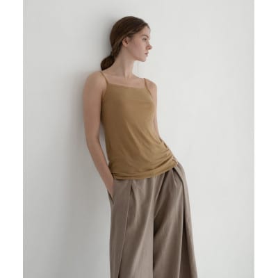 【洗える/柔らかマシュマロ素材/草木染め】キャミソール　マリーゴールドアカネキャメル