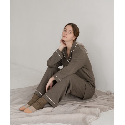 パイピングパジャマセットアップボトム　ログウッドマリーゴールド　チャコールグレー