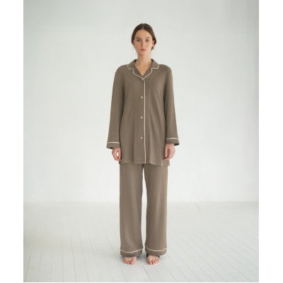 パイピングパジャマセットアップボトム　ログウッドマリーゴールド　チャコールグレー