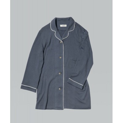 パイピングパジャマセットアップトップス　ログウッドブルー