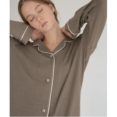 パイピングパジャマセットアップトップス　ログウッドマリーゴールド　チャコールグレー